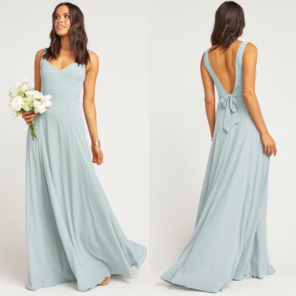 NWT SMYM Jenn Maxi Dress Silver Sage Crisp Small